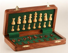 Load image into Gallery viewer, 10" Magnetic Folding Chess Set in Golden Rosewood & Maple in a Leatherette Case