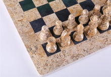 Load image into Gallery viewer, 16" Marble Chess Set American Design in Coral & Black