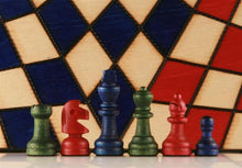 Load image into Gallery viewer, 3 Player Medium Wood Chess Set - Tri color board