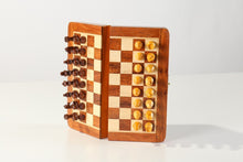 Load image into Gallery viewer, 5 1/2" Magnetic Folding Chess Set in Golden Rosewood & Maple in a Leatherette Case
