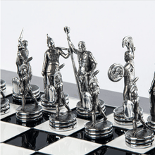 Load image into Gallery viewer, Aluminum Greek Mythology Chess Set - 14"