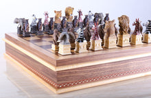 Load image into Gallery viewer, Animals of the Savanna Chess Set with Storage Board