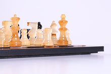 Load image into Gallery viewer, Black & Brown Alabaster Chess Set with Wood Frame