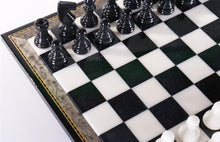Load image into Gallery viewer, Black & White Alabaster Chess Set with Wood Frame