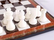 Load image into Gallery viewer, Brown & White Alabaster Chess Set with Wood Frame