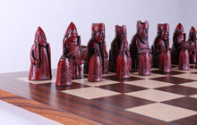 Load image into Gallery viewer, Cardinal Red Isle of Lewis Pieces on Palisander Board