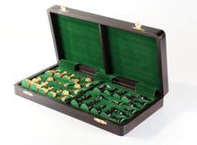 Load image into Gallery viewer, DEAL ITEM: Large 15 3/4" Folding Magnetic Rosewood/Maple Chess Set in Leatherette Case