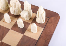 Load image into Gallery viewer, Isle of Lewis Antiquity Chess Set with Walnut Root Board