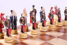 Load image into Gallery viewer, King Arthur Chess Set on Padauk Board
