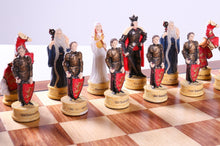Load image into Gallery viewer, King Arthur Chess Set on Padauk Board
