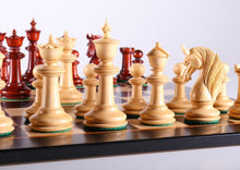 Load image into Gallery viewer, Luxury Chess Set in Padauk 4 5/8" on Birdseye Maple Board