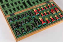 Load image into Gallery viewer, Sydney Gruber Painted 20" Tournament No 6 Chess Set in Red & Black