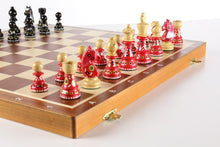 Load image into Gallery viewer, Sydney Gruber Painted 20" Tournament No 6 Chess Set in Red & Black