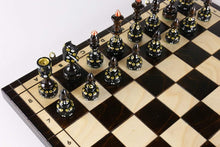 Load image into Gallery viewer, Sydney Gruber Painted Bronze & Black India Chess Set