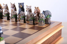 Load image into Gallery viewer, Wild Animals of America Chess Set with Storage Board
