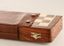 Load image into Gallery viewer, 10" Magnetic Folding Chess Set in Golden Rosewood &amp; Maple in a Leatherette Case
