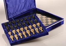 Load image into Gallery viewer, 12" Coral Stone &amp; Black Marble Chess Set with deluxe velvet box
