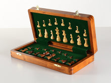 Load image into Gallery viewer, 12" Magnetic Folding Chess Set in Golden Rosewood / Maple with Leatherette Case
