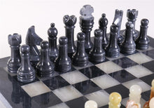 Load image into Gallery viewer, 12in. Marble Chess Set - Black &amp; Light Green Board
