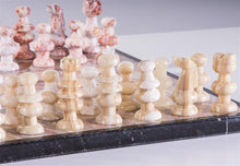 Load image into Gallery viewer, 13" Onyx Chess Set - Pink and Swirled White
