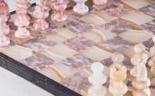 Load image into Gallery viewer, 13" Onyx Chess Set - Pink and Swirled White
