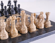 Load image into Gallery viewer, 16" Coral and Black Marble Chess Set
