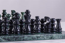 Load image into Gallery viewer, 16" Marble Green and Black Chess Set
