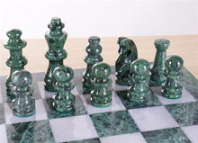 Load image into Gallery viewer, 16" Marble Green and White Chess Set
