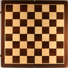 Load image into Gallery viewer, 21" Folding Chess Board and Leatherette Case in Rosewood &amp; Maple
