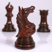 Load image into Gallery viewer, 4.5" Roaring Knight Budrosewood Chess Pieces
