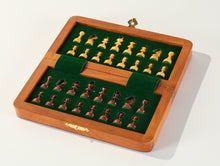 Load image into Gallery viewer, 5 1/2" Magnetic Folding Chess Set in Golden Rosewood &amp; Maple in a Leatherette Case

