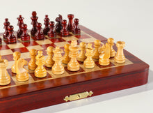 Load image into Gallery viewer, 7 3/8" Magnetic Folding Chess Set in Blood Rosewood &amp; White Maple
