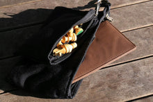 Load image into Gallery viewer, 9" Milled Leather Travel Magnetic Chess Set with Wood Pieces
