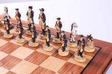 Load image into Gallery viewer, American War for Independence Chess Set on Padauk Board
