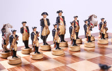 Load image into Gallery viewer, American War for Independence Chess Set on Padauk Board
