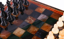 Load image into Gallery viewer, Black &amp; Brown Alabaster Chess Set with Wood Frame
