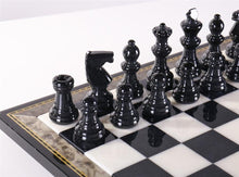 Load image into Gallery viewer, Black &amp; White Alabaster Chess Set with Wood Frame
