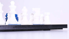 Load image into Gallery viewer, Blue &amp; White Alabaster Chess Set with Wood Frame
