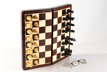 Load image into Gallery viewer, DEAL ITEM: Large 15 3/4" Folding Magnetic Rosewood/Maple Chess Set in Leatherette Case
