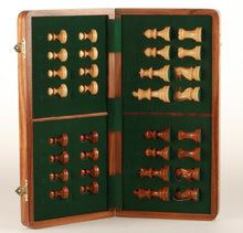 Load image into Gallery viewer, DEAL ITEM: Large 16" Folding Magnetic Golden Rosewood/Maple Chess Set in Leatherette Case
