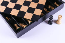 Load image into Gallery viewer, German Staunton Chessmen with Maple Storage Board
