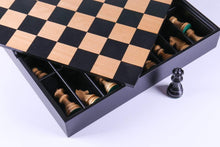 Load image into Gallery viewer, German Staunton Chessmen with Maple Storage Board
