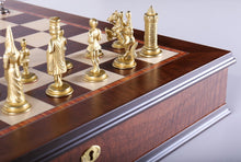 Load image into Gallery viewer, Gothic Chess Set with Cabinet Storage Board
