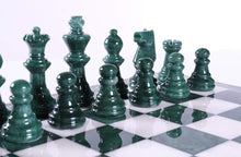 Load image into Gallery viewer, Green &amp; White Alabaster Chess Set with Wood Frame

