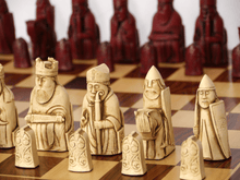 Load image into Gallery viewer, Isle of Lewis Chess Pieces by Berkeley - Cardinal Red
