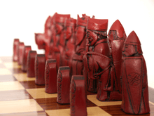 Load image into Gallery viewer, Isle of Lewis Chess Pieces by Berkeley - Cardinal Red
