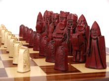 Load image into Gallery viewer, Isle of Lewis Chess Pieces by Berkeley - Cardinal Red

