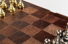 Load image into Gallery viewer, Italy 3" Metal Chess Pieces on Leather Chest
