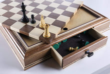 Load image into Gallery viewer, JLP Hardwood Cabinet with Drawers and Removable Chess Board
