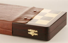 Load image into Gallery viewer, Large 15 3/4" Folding Magnetic Rosewood/Maple Chess Set in Leatherette Case
